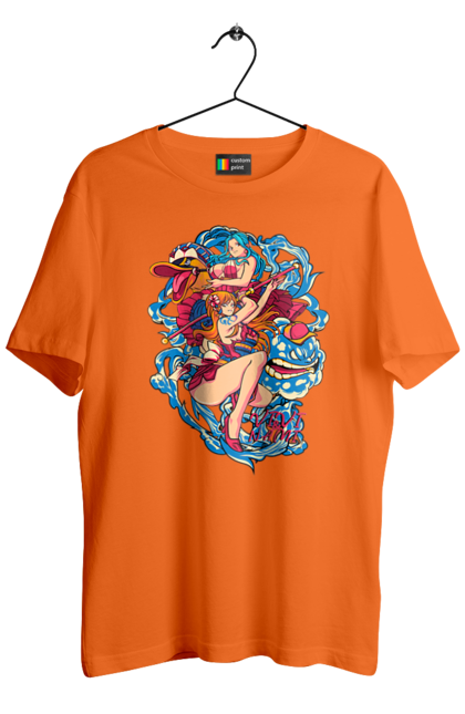 Men's t-shirt with prints One Piece Nami. Anime, cat burglar, manga, nami, one piece, straw hat pirates. 2070702