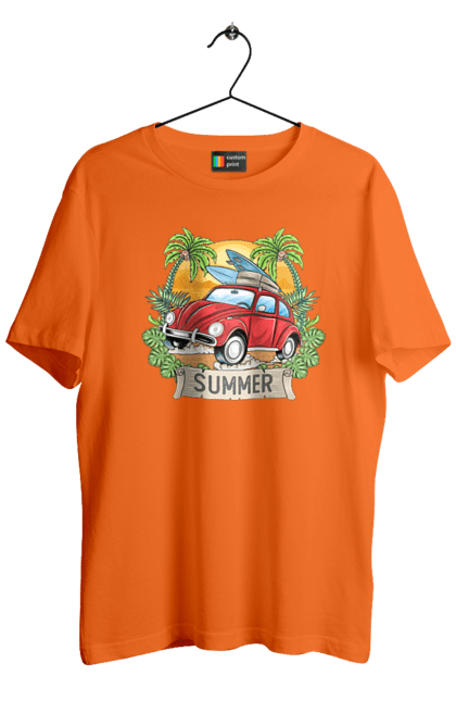 Футболка чоловіча з принтом "Літо, Машина І Пальми". Відпочинок, літо, машина, пальми. 2070702