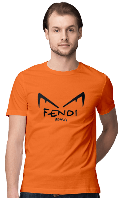 Футболка мужская с принтом Fendi. Fendi, lvmh, бренд, дом моды, италия, люкс, мода, одежда, сумка, фенди. 2070702