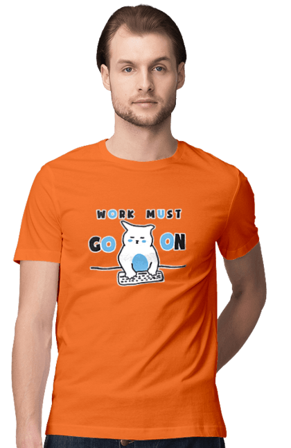 Футболка чоловіча з принтом "Робота не вовк". Айті, кіт, коти, котики, робота. 2070702