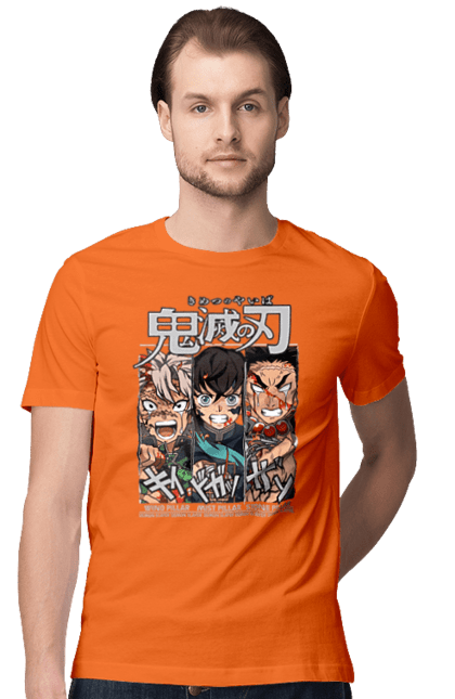 Men's t-shirt with prints Demon Slayer Sanemi Muichiro Gyomei. Anime, demon slayer, gyomei, himejima, kimetsu no yaiba, manga, muichiro, sanemi. 2070702