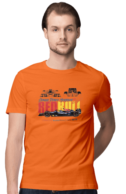 Men's t-shirt with prints Red Bull Racing RB19. Auto, automobile, bolide, car, formula 1, race, red bull, sport. 2070702