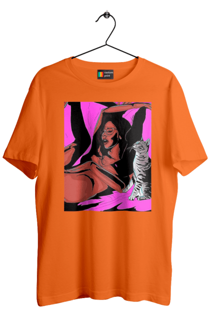 Футболка чоловіча з принтом "Дівчина Отримує Задоволення". Гола, задоволення, кішка, пристрасть. 2070702