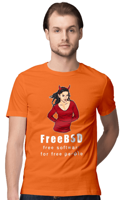 Футболка чоловіча з принтом "Freebsd Для Вільних". Bsd, freebsd, unix, адміністратор, айті, айтішник, безкоштовна, безкоштовно, бестія, білий, вільна, демон, демонесса, доступність, незалежність, операційна система, ос, програміст, програмне забезпечення, свобода, сисадмін, система, системний адміністратор, софт, текст, червоний. 2070702