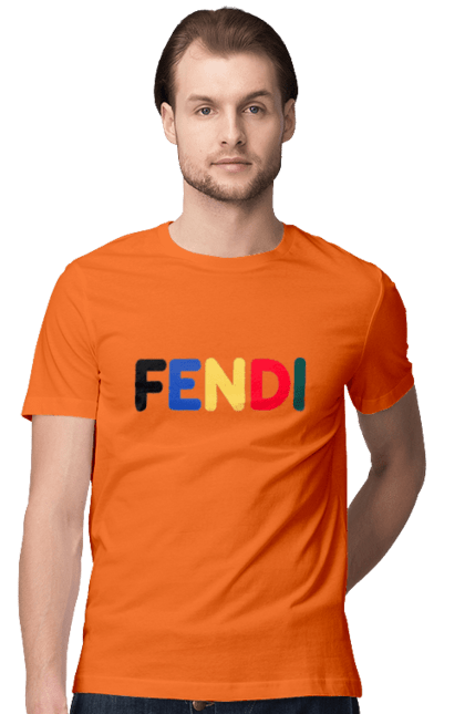 Футболка мужская с принтом Fendi. Fendi, lvmh, бренд, дом моды, италия, люкс, мода, одежда, сумка, фенди. 2070702