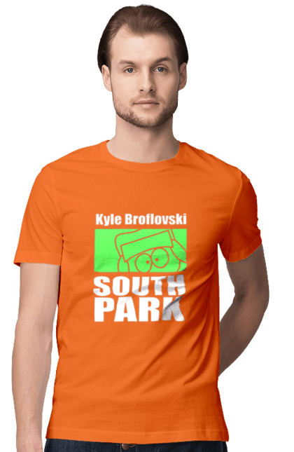 Футболка мужская с принтом Южный Парк Кайл. Kyle, kyle broflovski, south park, кайл, кайл брофловски, мультсериал, южный парк. 2070702