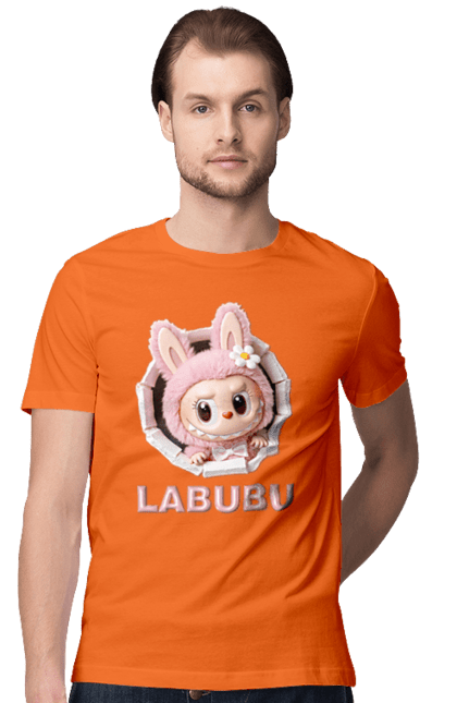 Футболка чоловіча з принтом "Лабубу". Іграшка лабубу, лабубу, лабубу кока кола, мерч лабубу, мила, рожева лабубу, смішна лабубу. 2070702