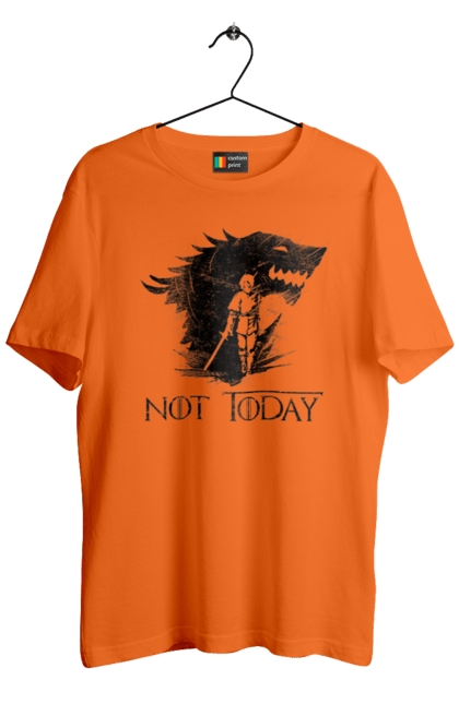 Men's t-shirt with prints Game of Thrones Arya. Arya, game, got, not today, stark, starks, thrones, tv show, wolf, wolves. 2070702