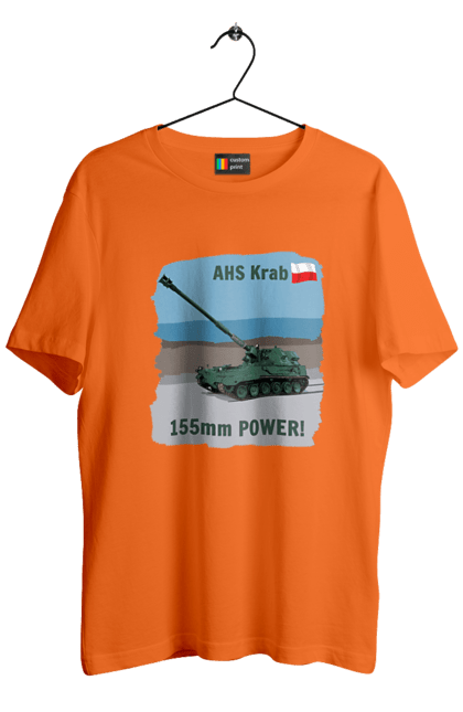 Футболка чоловіча з принтом "155mm Power! САУ Krab оливковий". Ahs krab, артилерія, гаубиця, краб, польща, сау. 2070702