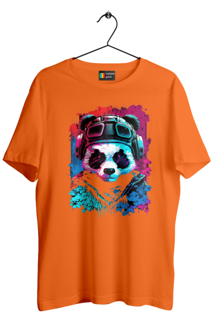 Футболка чоловіча з принтом "Панда в VR шолом". Віртуальна реальність, гік, панда, персонаж, шолом. 2070702