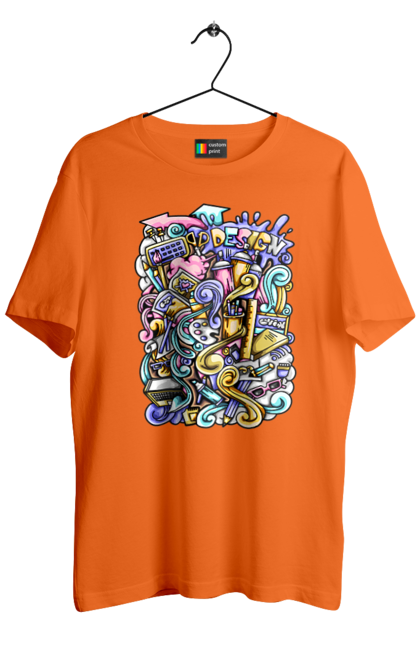 Футболка чоловіча з принтом "Школа навчання". Зошит, калькулятор, канцелярія, навчання, олівець, ручка, школа. 2070702