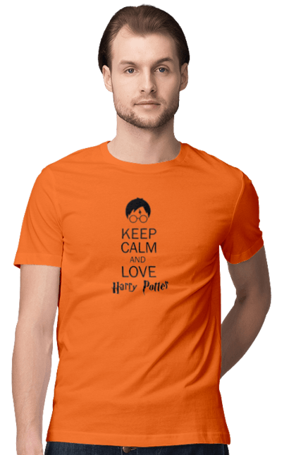 Men's t-shirt with prints Keep calm and love Harry Potter. Book, franchise, gryffindor, harry potter, hogwarts, keep calm, movie. 2070702