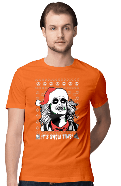 Men's t-shirt with prints Beetlejuice. Beetlejuice, comedy, ghost, horror, movie, tim burton, warner bros. 2070702