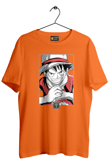 Men's t-shirt with prints One Piece Luffy. Anime, luffy, manga, monkey de luffy, one piece, pirates. 2070702