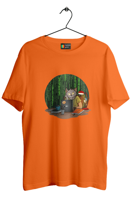 Футболка чоловіча з принтом "Кіт програміст". Angular, c, css, html, it, javascript, jquery, php, python, react, svelt, vue, айтишник, айті, гумор, код, кодувати, прогер, програміст, програмісти, ти ж, ти ж програміст, тиж програміст. 2070702