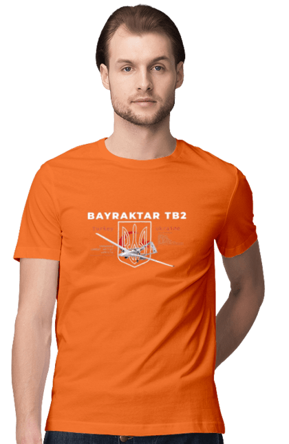 Футболка чоловіча з принтом "Bayraktar TB2". Bayraktar, caesar, himars, javelin, nlaw, patriot, weapon, zaluzhny. 2070702