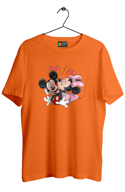 Men's t-shirt with prints Mickey Mouse and Minnie Mouse. Cartoon, disney, mickey, mickey mouse, minnie mouse. 2070702