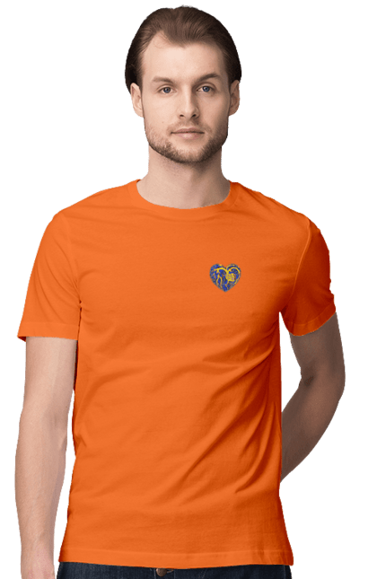 Men`s t-shirt with prints Hearts of the unbreakable. Dark blue, heart, symbolics, ukraine, unbreakable. 2070702