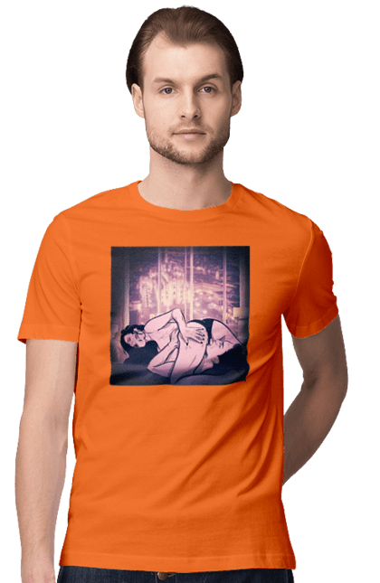 Футболка чоловіча з принтом "Дорослі Ігри На Тлі Міста". Гола, кохання, лизати, трусики. 2070702