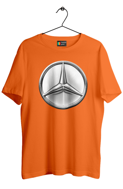 Футболка чоловіча з принтом "Mercedes Benz Лого Металік". Авто, автомобіль, логотип мерседес, машини, мерс, мерседес. 2070702