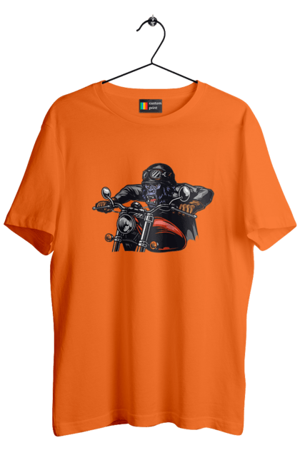 Футболка чоловіча з принтом "Горила На Мопеді". Горила, мопед, швидкість. 2070702