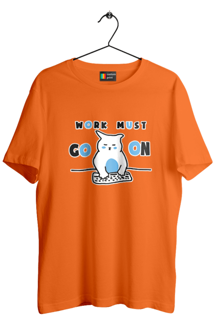 Футболка чоловіча з принтом "Робота не вовк". Айті, кіт, коти, котики, робота. 2070702