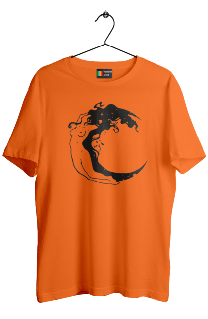 Men`s t-shirt with prints Moon girl. Cosmic, girl, moon, space, stars. 2070702
