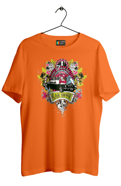 Футболка чоловіча з принтом "Автомобільне Шоу, Літо". Автомобіль, гроші, карти, пальма, шоу. 2070702