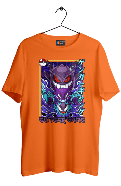 Men's t-shirt with prints Pokemon Gengar. Anime, fushigibana, games, gengar, nintendo, pokemon, pokemon go. 2070702