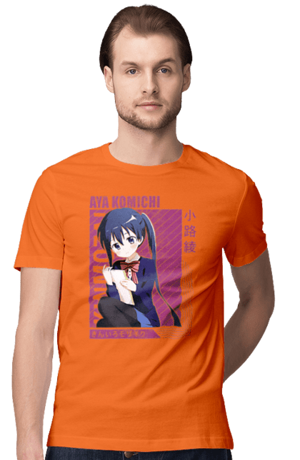 Men's t-shirt with prints Kiniro Mosaic Aya Komichi. Anime, aya komichi, gold mosaic, kiniro mosaic, kinmoza, manga. 2070702