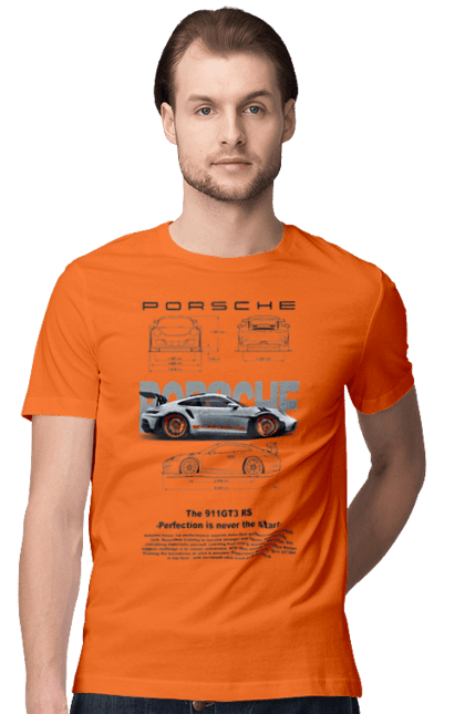 Men's t-shirt with prints Porsche 911 GT3 RS. Auto, automobile, car, porsche, porsche 911, sport, sports car. 2070702