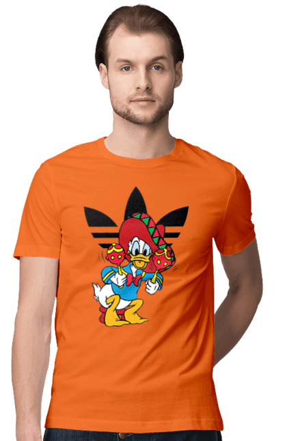 Футболка мужская с принтом Adidas Дональд Дак. Adidas, daisy duck, donald duck, адидас, дейзи дак, дональд дак, мультсериал, мультфильм. 2070702