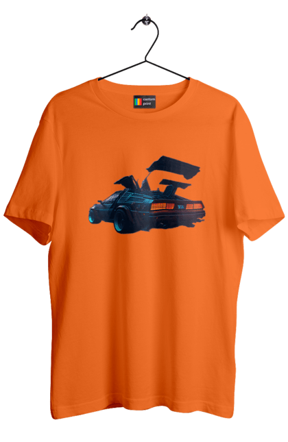 Футболка чоловіча з принтом "DeLorean назад у майбутнє". Автомобіль, делореан, з фільму. 2070702