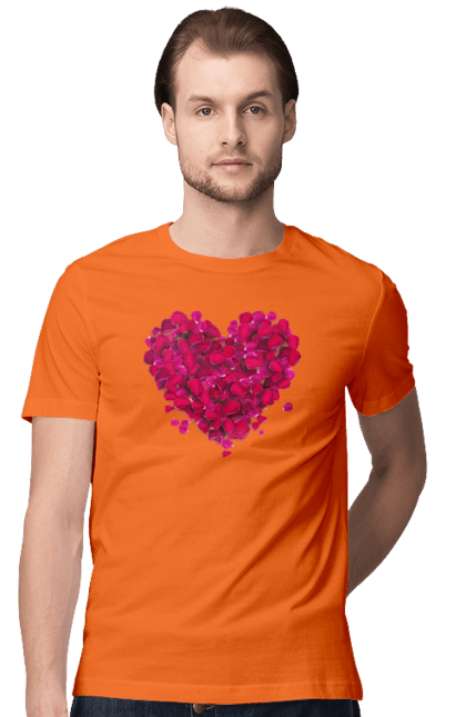 Футболка чоловіча з принтом "Серце З Пелюсток Троянди". Пелюстки, серце, троянда. 2070702