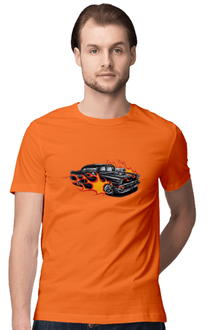 Футболка чоловіча з принтом "Машина Вогонь". Автомобіль, вогонь, машина. 2070702