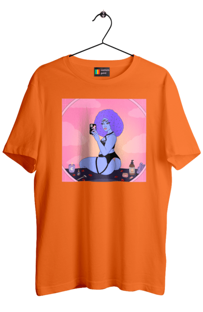 Футболка чоловіча з принтом "Фіолетова Дівчина Фото У Дзеркалі". Білизна, дзеркало, фото. 2070702