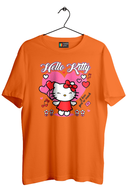 Футболка мужская с принтом Хелло Китти. Hello kitty, бренд, кот, котенок, персонаж, хелло китти. 2070702