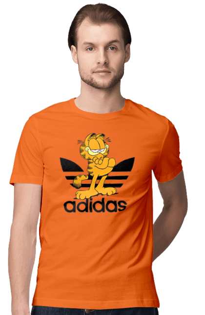 Men's t-shirt with prints Adidas Garfield. Adidas, cat, comedy, garfield, hunger, movie. 2070702