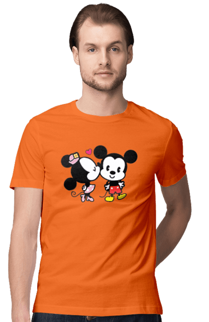 Футболка чоловіча з принтом "Міккі Маус та Мінні Маус". Mickey mouse, minnie mouse, дісней, міккі, міккі маус, мінні маус, мультфільм. 2070702