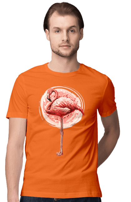 Футболка чоловіча з принтом "Фламінго Арт". Рожеве фламінго, тварина, фламінго. 2070702