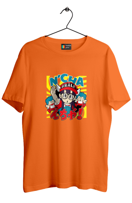 Футболка мужская с принтом Dr. Slump Аралэ Норимаки. Anime, arale norimaki, dr. slump, manga, аниме, аралэ норимаки, доктор сламп, манга. 2070702