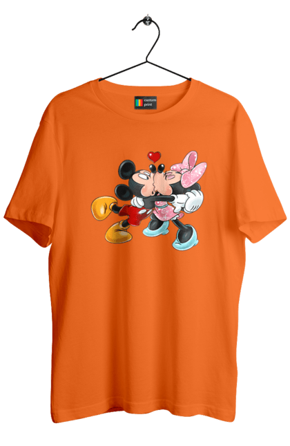 Men's t-shirt with prints Mickey Mouse and Minnie Mouse. Cartoon, disney, mickey, mickey mouse, minnie mouse. 2070702