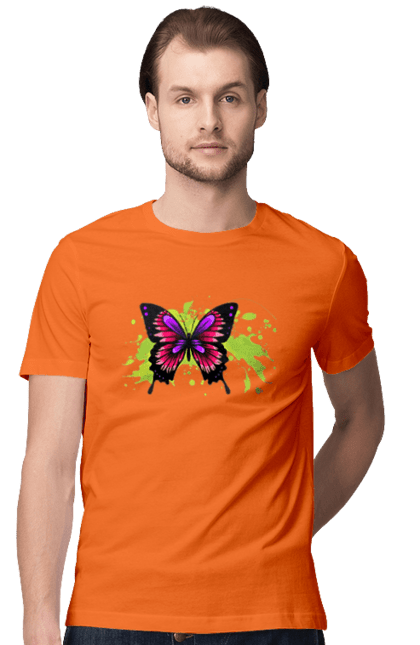 Футболка чоловіча з принтом "Рожевий Метелик". Метелик. 2070702