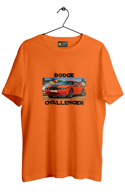 Футболка чоловіча з принтом "Додж челенджер". Авто, автомобіль, американська легенда, додж челенджер, класичне авто, культовий автомобіль, масл кар, потужний автомобіль. 2070702