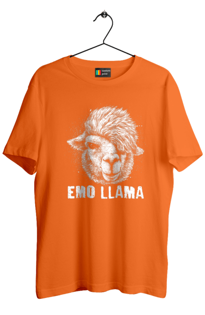 Футболка чоловіча з принтом "Емо Лама". Alpaca, animals, distressed, emo, funny, llama, vintage, емо, лама. 2070702