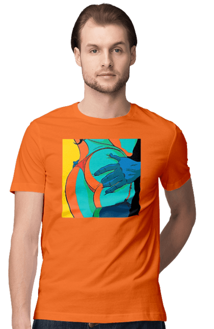 Футболка чоловіча з принтом "Жіноча Попа В Чоловічих Руках". Гола, жопа, ляпас. 2070702