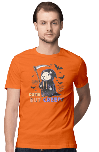 Men's t-shirt with prints Capybara Halloween. Animal, capybara, halloween, holiday, pumpkin, rodent. 2070702