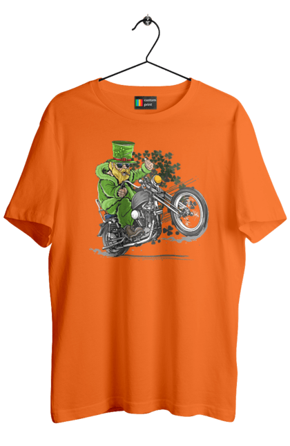 Men`s t-shirt with prints Patrick On A Motorcycle. Holiday, motorcycle, patrick. 2070702