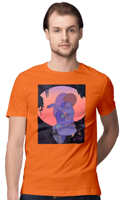 Футболка чоловіча з принтом "Фіолетові Дівчата Обіймаються". Захід, обійми. 2070702