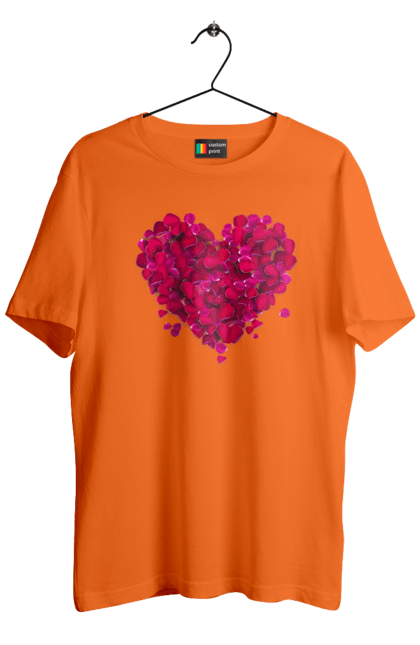 Футболка чоловіча з принтом "Серце З Пелюсток Троянди". Пелюстки, серце, троянда. 2070702